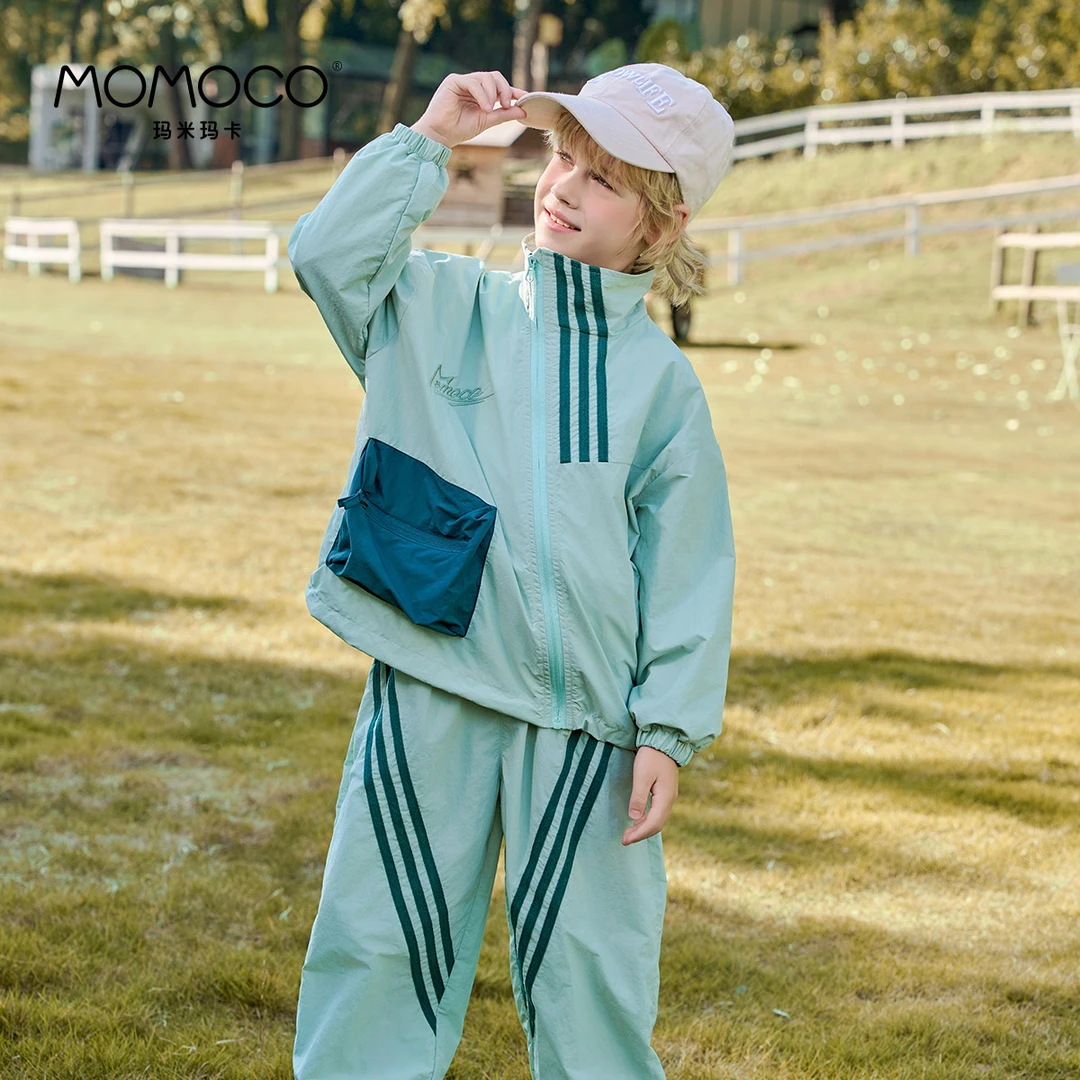 MOMOCO秋季男童薄荷漫波风衣套装儿童长袖运动两件套75380580003