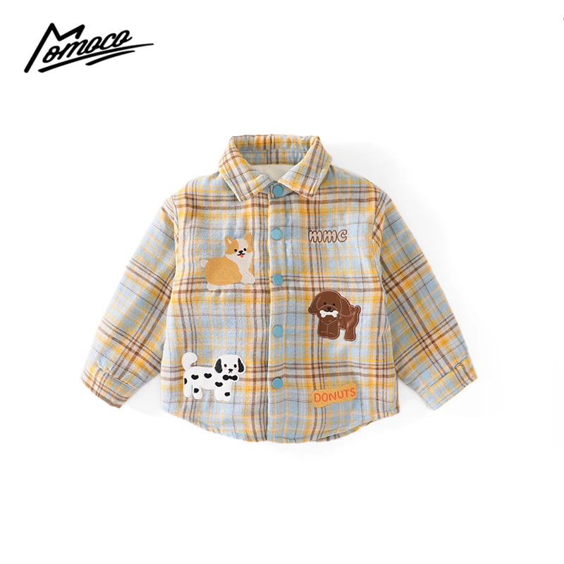 MOMOCO冬季新款男童时尚格子可爱斑点小狗加棉外套75480129001