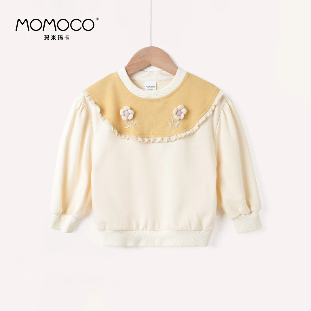 MOMOCO【909】儿童春秋时尚百搭洋气立体花朵卫衣76730232023