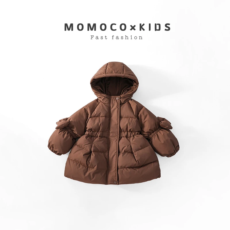 MOMOCO女童羽绒服中长款连帽女童冬季外套75830102018