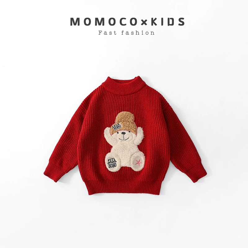 MOMOCO【770】儿童秋冬季保暖时尚潮流可爱小熊毛衣76430230265