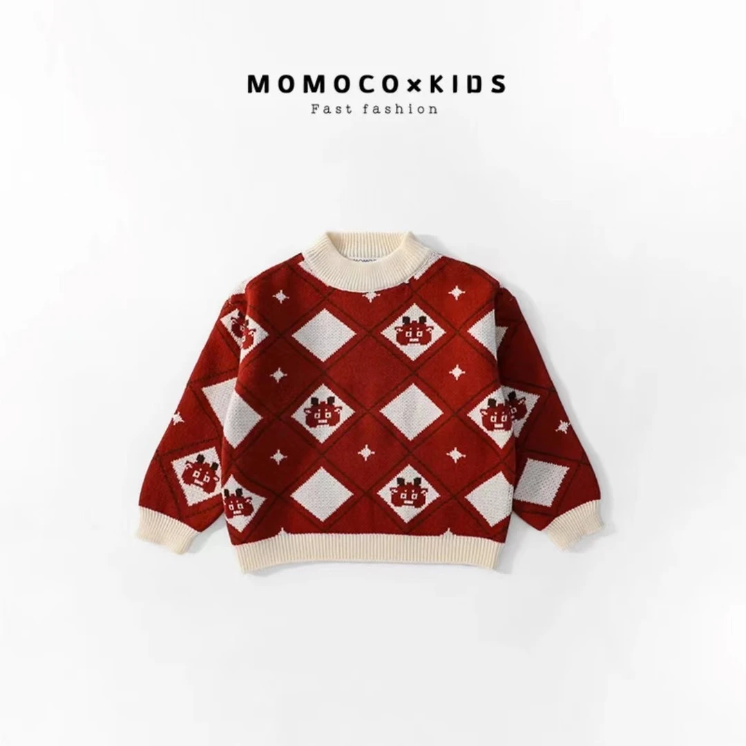 MOMOCO【809】儿童秋冬季时尚潮流保暖休闲龙头圆领毛衣76430230250