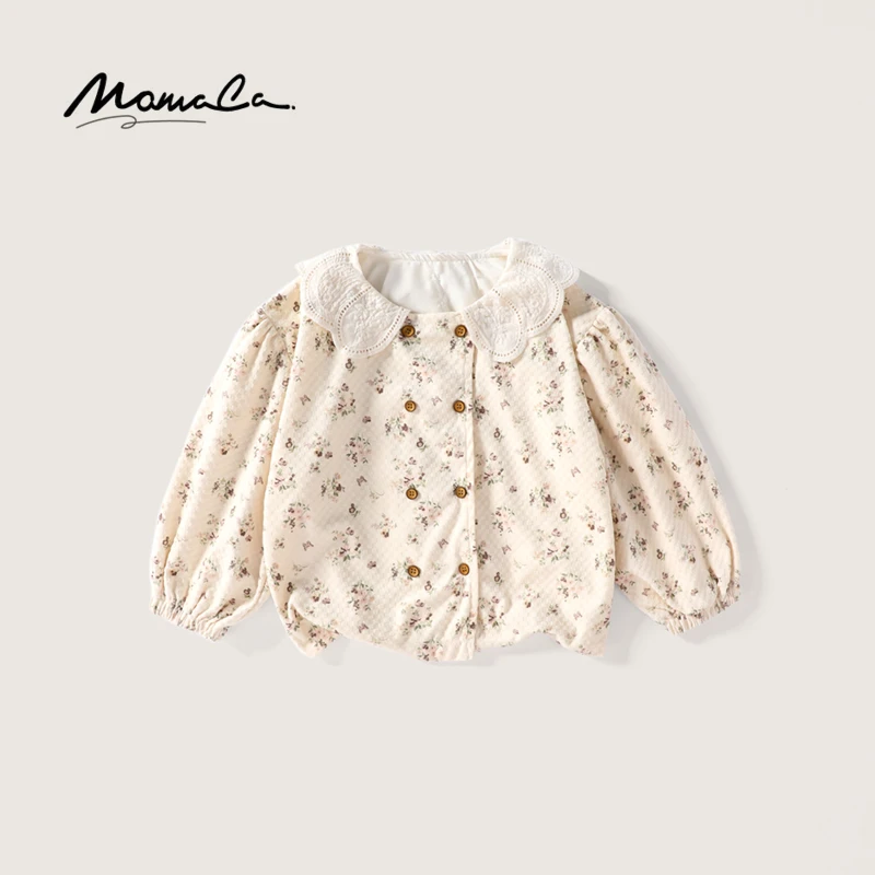 MOMOCO秋季女童复古碎花洋气小清新儿童娃娃领外套75730107008