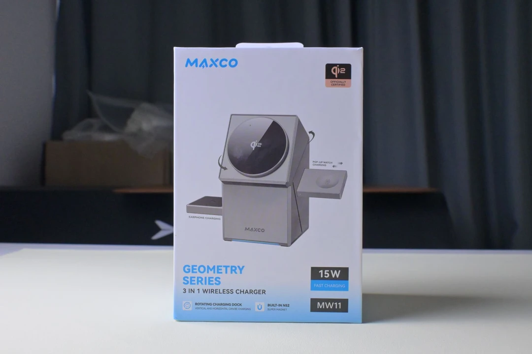 准新品  maxco三合一无线充MAXCOMW11几何Qi2+磁吸无线充原装正品