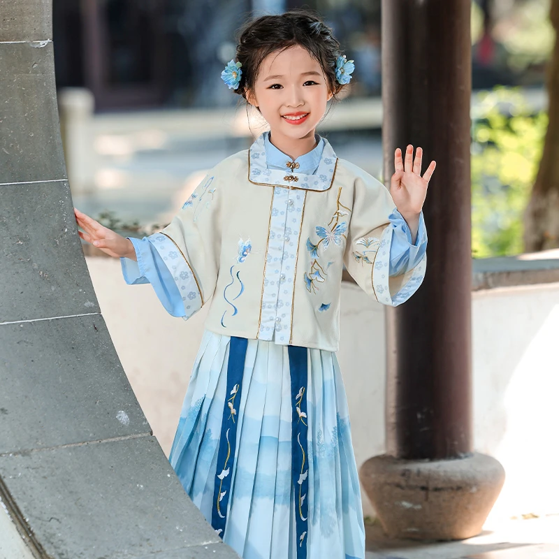 2025新款女童明制汉服襦裙套装儿童国风古风唐装长袖超仙古装春秋