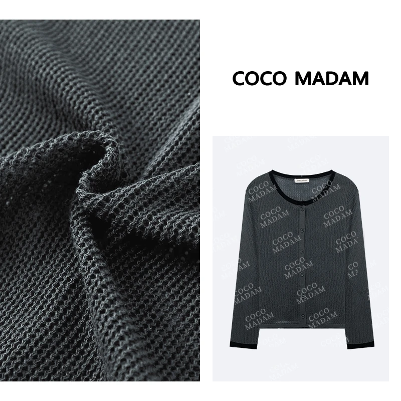 莱万 · Mao-479 圆领撞色长袖时尚气质针织开衫