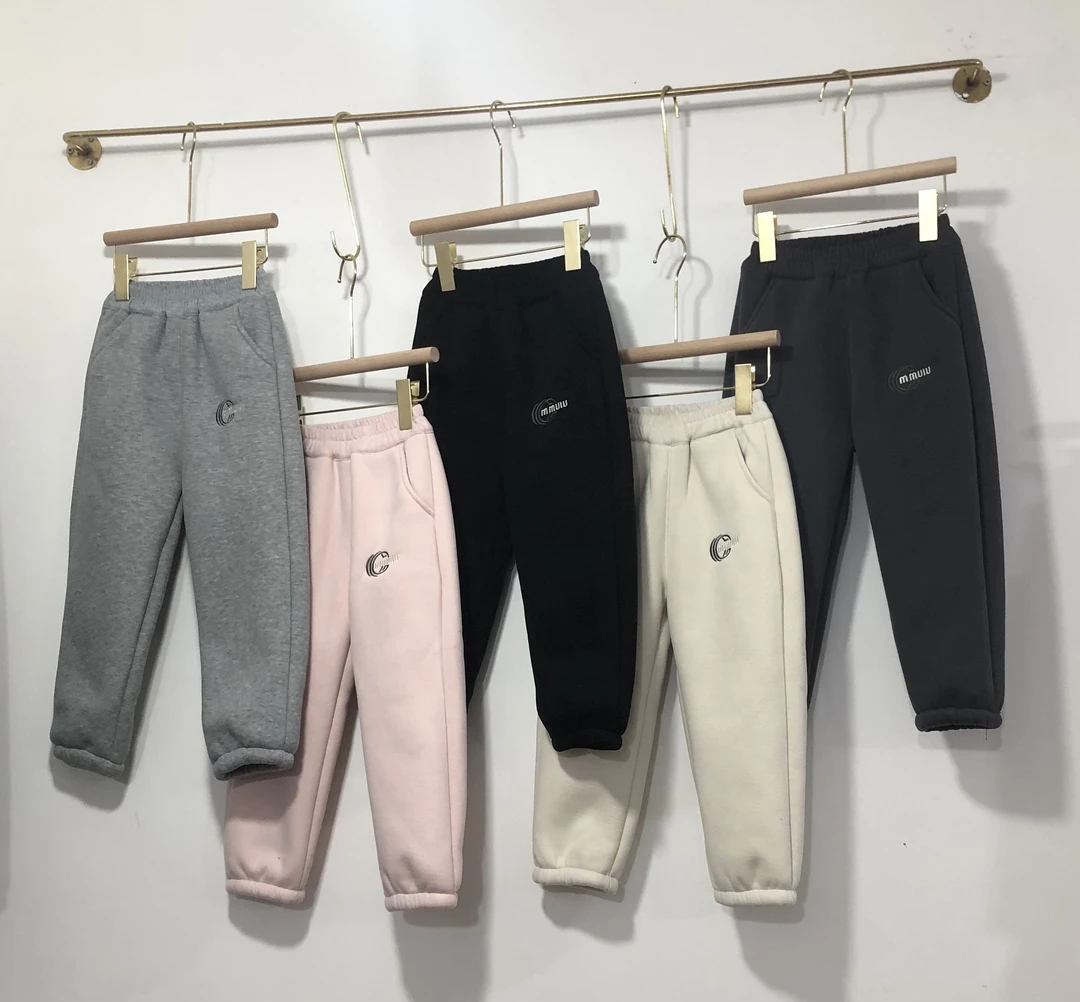 中童加厚羊驼绒束脚沐冬绒休闲运动裤