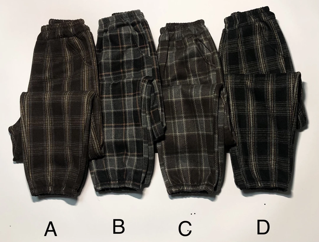 大童加绒时尚格子呢休闲裤