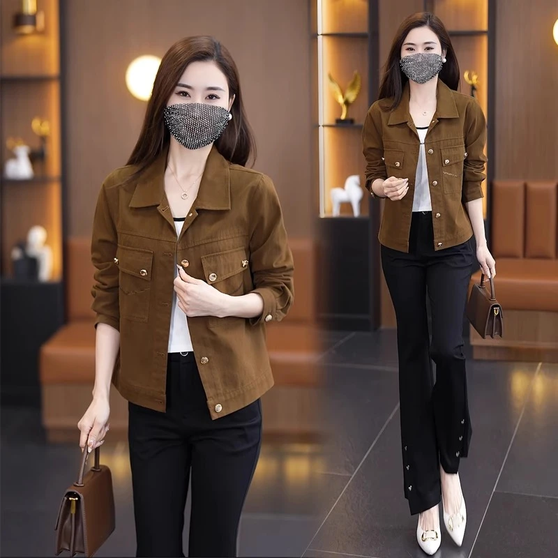 小个子短款外套女2024年秋季新款韩版宽松休闲百搭夹克开衫上衣潮