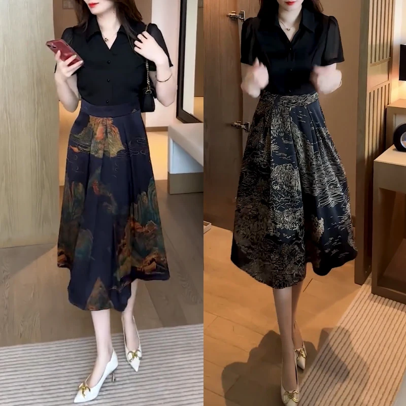 夏季丁达尔穿搭洋气气质时尚减龄碎花复古显瘦法式女装连衣裙