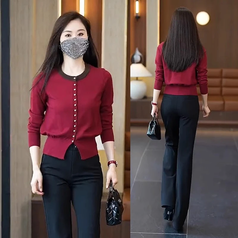 小香风气质显瘦毛衣女针织衫2024秋装新款洋气减龄开衫撞色上衣服