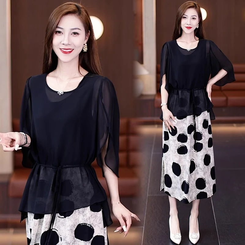 连衣裙夏款女装2025年新款时尚漂亮网红洋气质减龄两件套装裙子潮