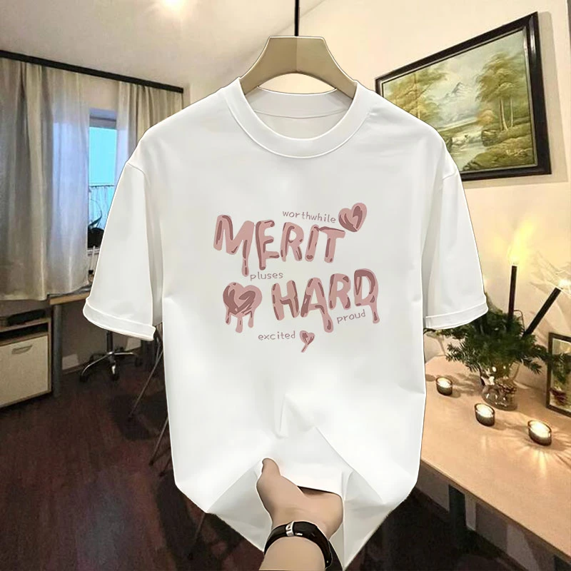 2024夏季新款国潮风纯棉潮牌男女同款大妈圆领短袖T恤上衣