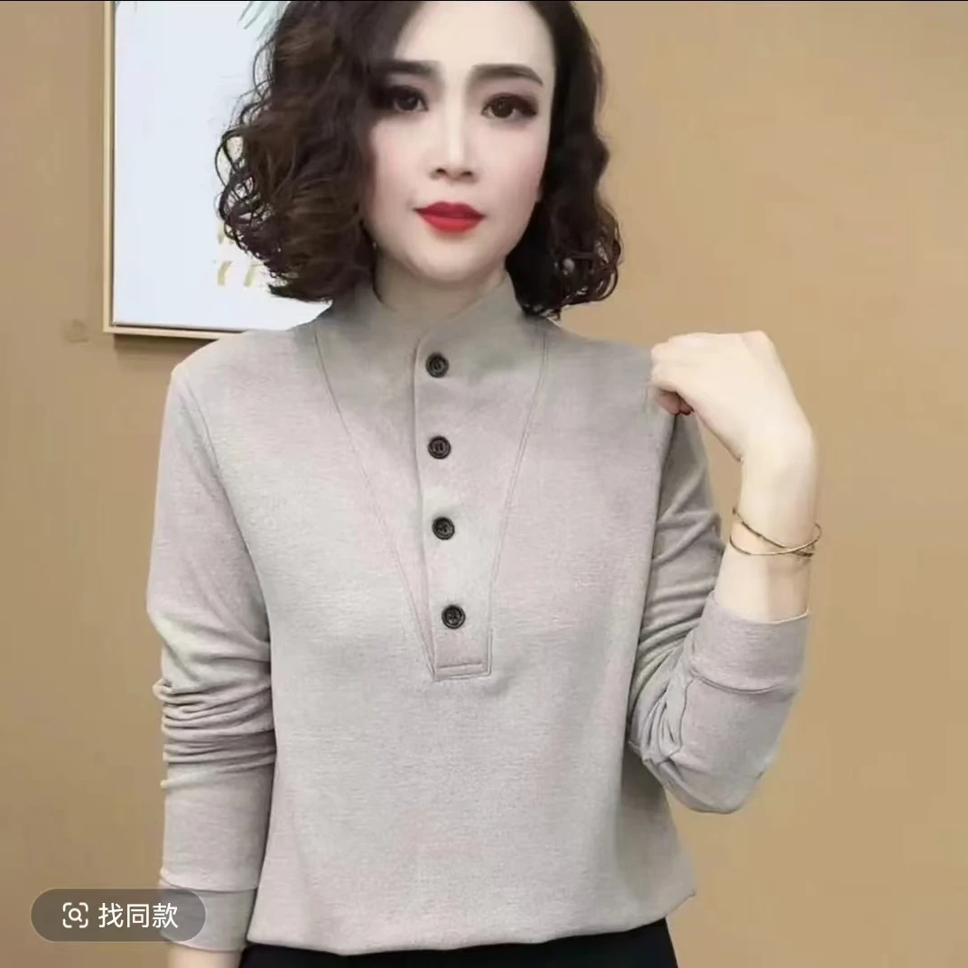 2024新款时尚307洋气百搭气质长袖打底衫女士长袖显瘦上衣