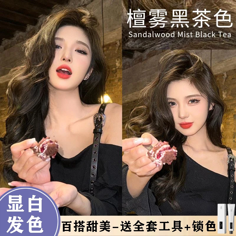 OOKS小鱼海棠推荐2024流行檀雾黑茶色显白学生直接染不伤发染发膏