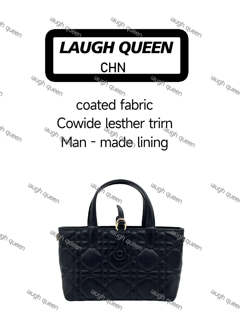 Laugh Queen手工打造真皮女士新款包10744黑色菱格小手提