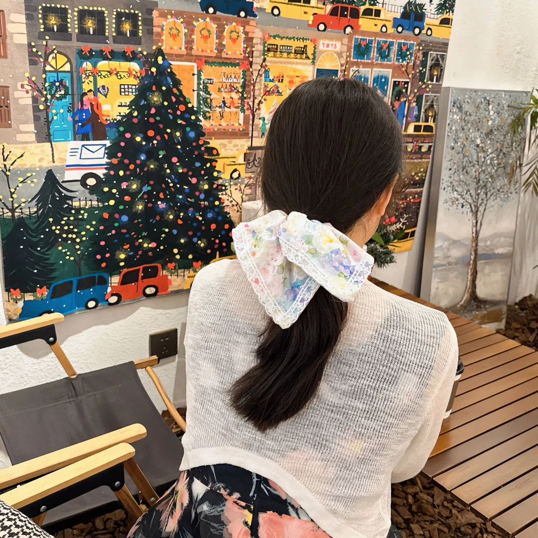 田园小清新手作风车肠圈国风少女花边方巾气质韩版大肠发圈