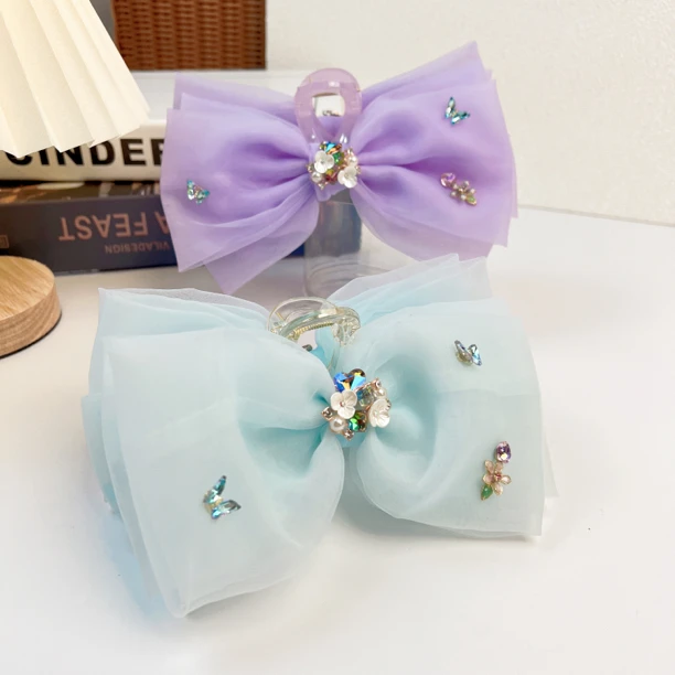 韩版轻奢手工莎莎立体蝴蝶抓夹AA面鲨鱼夹时尚发夹头饰