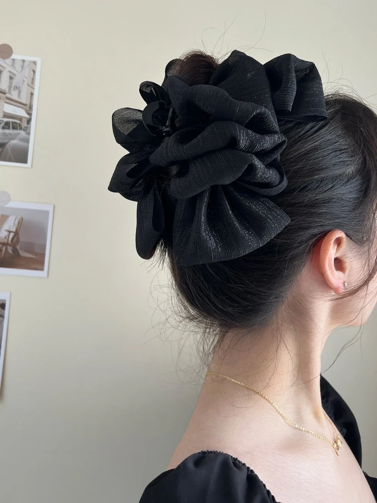 ZJ033亮片云朵抓夹蓬松显发量泡泡纱抓夹气质优雅后脑勺鲨鱼夹