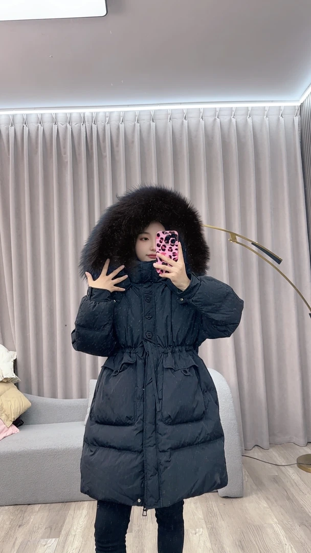 休闲女士收腰加厚保暖韩版秋冬纽扣羽绒服