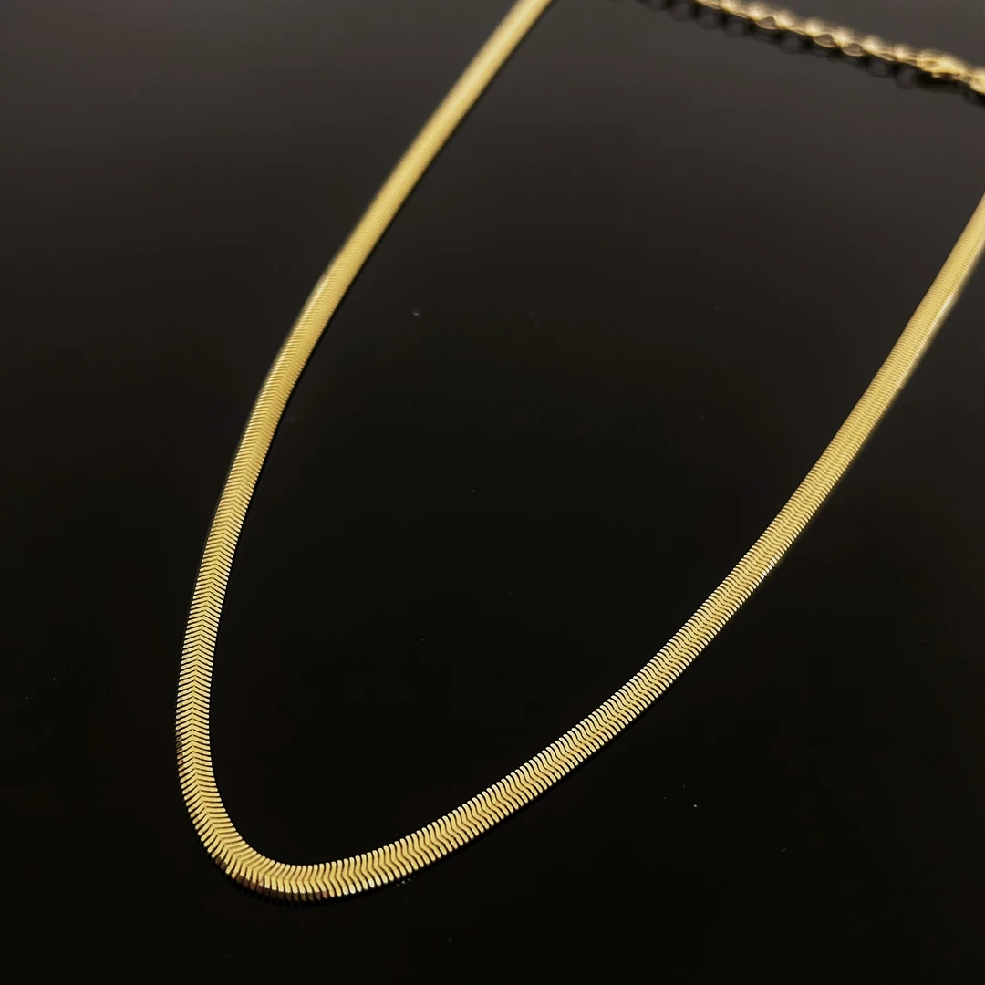 18K金 小众素金项链轻奢复古个性百搭时尚AU750工艺简约