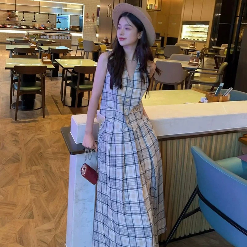 商场同款2025夏新款时尚百搭V领无袖马甲女显瘦套装两件套1400808