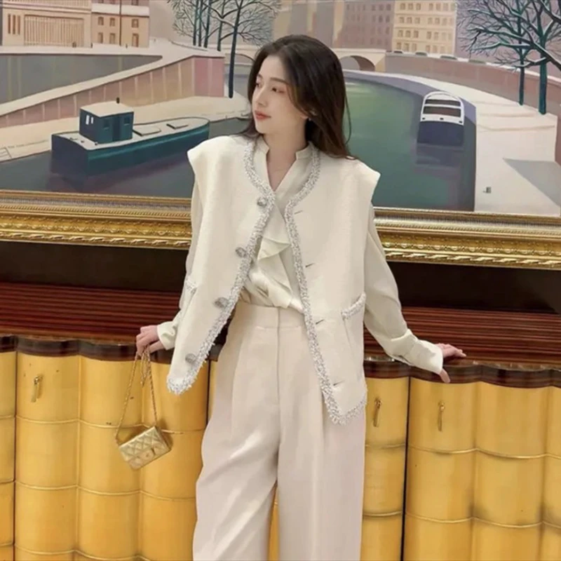 {专柜}商场同款新款时尚纯色马甲圆领开衫百搭女薄款1400791