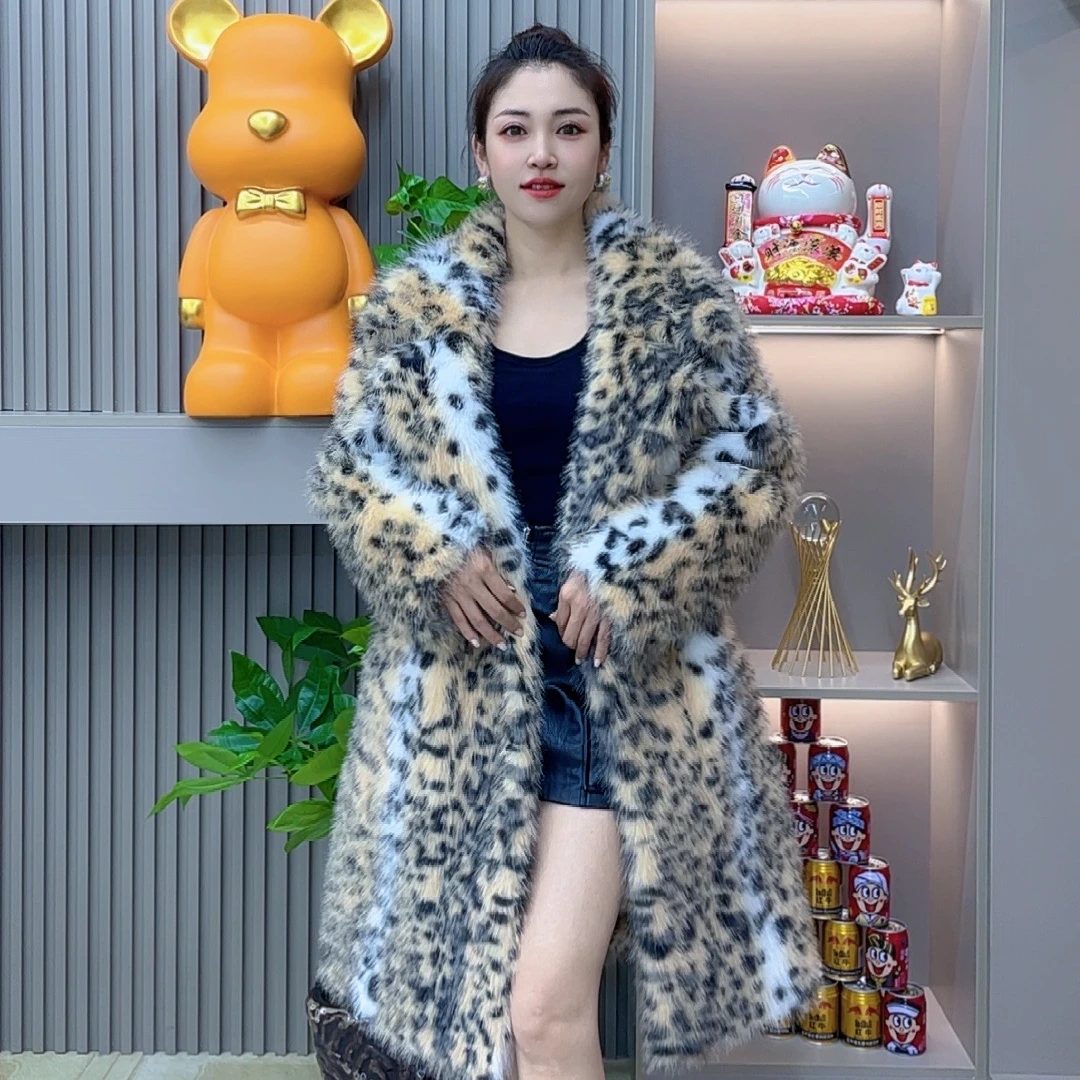 2024新品欧货高端大气时尚轻奢气质网红豹纹毛毛外套