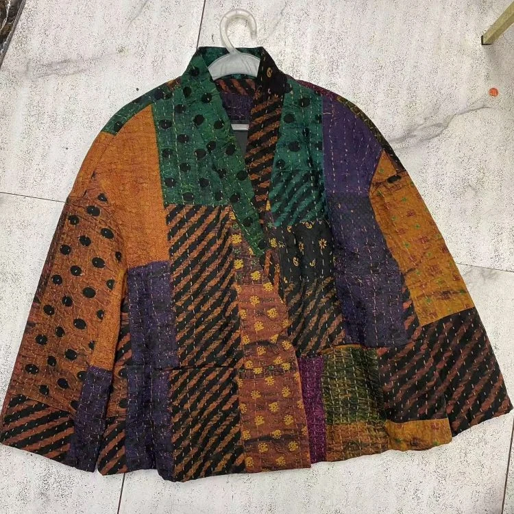 诗画3389 香云纱夹棉棉服七彩云南短款洋气时尚