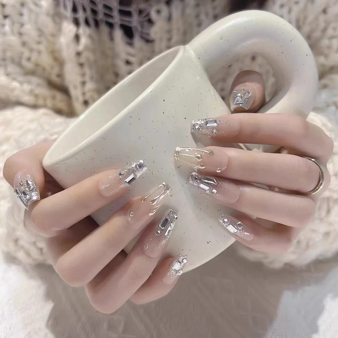 【银河细闪】手工定制穿戴甲秋冬气质显白爆闪美甲光了甲