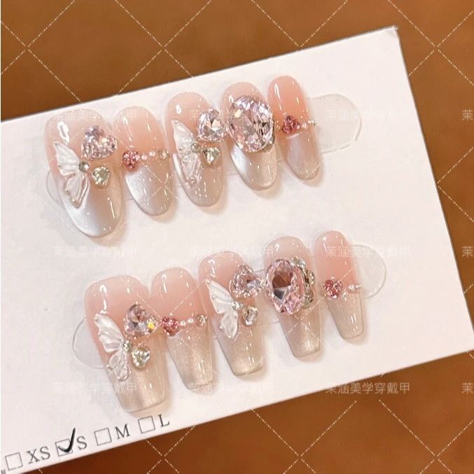 【月光蝶恋】纯手工穿戴甲指尖显白指甲贴现