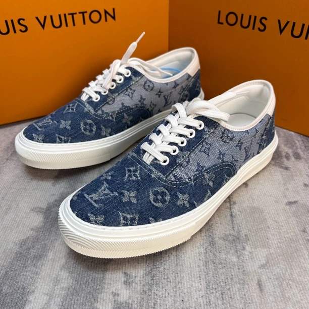 LouisVuitton/路易威登蓝色丹宁织物老花满印休闲鞋/全新/42欧