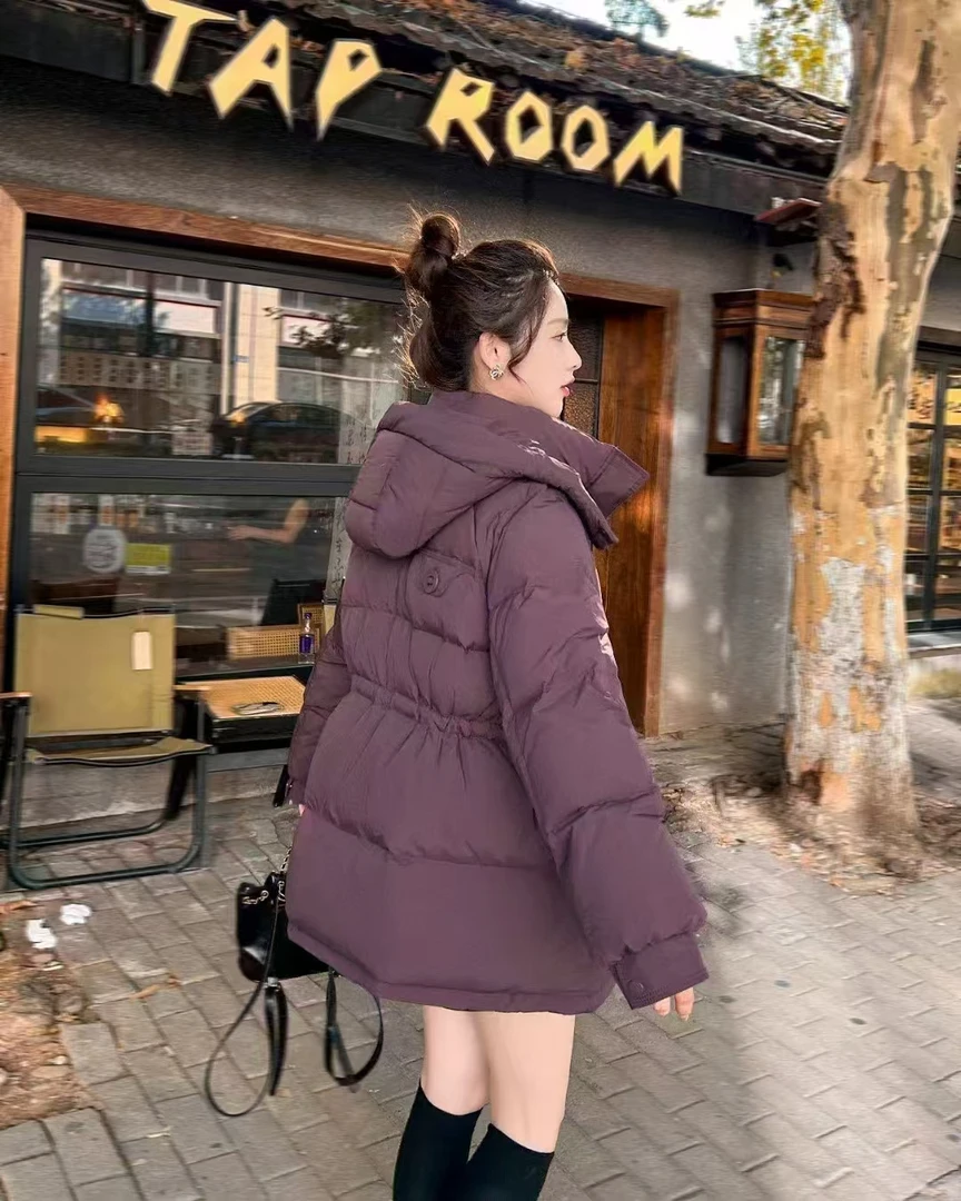 范范家  韩系冬季时尚连帽收腰休闲宽松羽绒服2407774