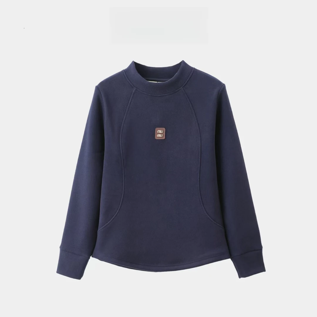 范范家【羊毛蚕丝】韩版冬季加厚450克百搭圆领防风卫衣601