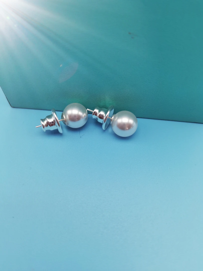 足银耳饰 #足银999耳钉10n时尚法式高贵月光白经典款