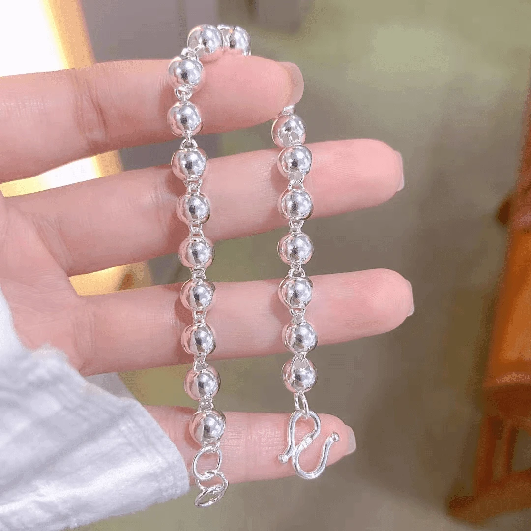 足银手链 足银时尚珠珠手链8N