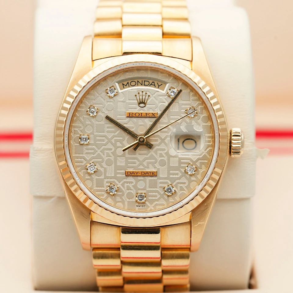 99新 Rolex/劳力士 星期日历18038/自动机械男表原小钻/36mm/单表