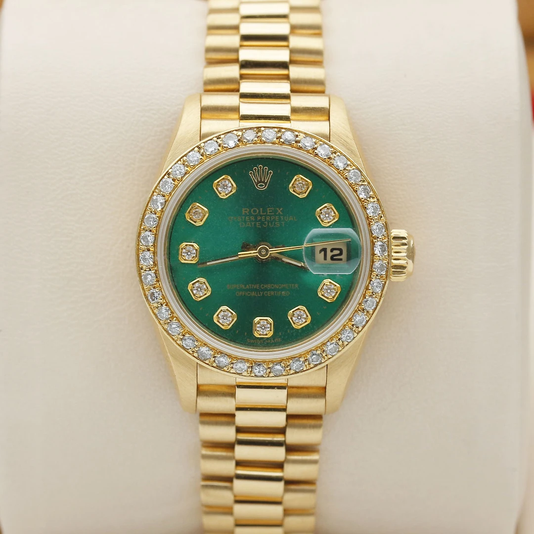 99新 Rolex/劳力士 日志型69178/18K黄金绿盘/26mm/自动机械单表