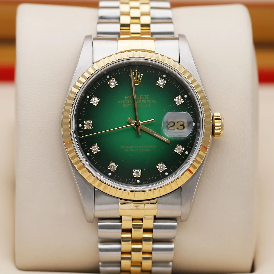 99新 Rolex/劳力士 日志16233/自动机械男表/间金后钻/36mm/单表