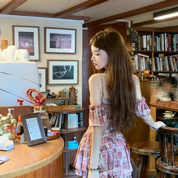 77“一蓑烟雨”辣妹网纱纯欲小个子显白吊带连衣裙设计感显瘦裙子