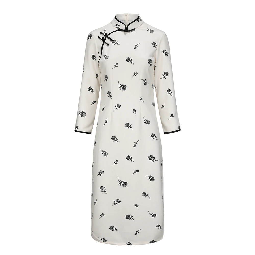 温婉复古民国风素雅旗袍2023年秋冬新款年轻款少女改良连衣裙长款