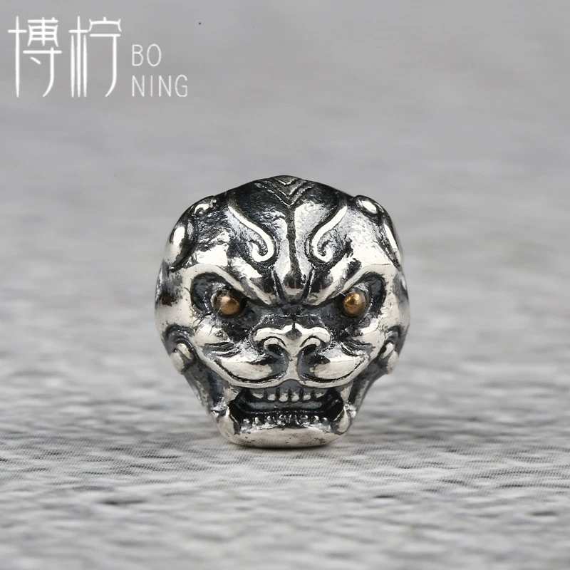 博柠 925银银制品 手工貔貅隔珠背云线束文玩108颗手串配饰配件