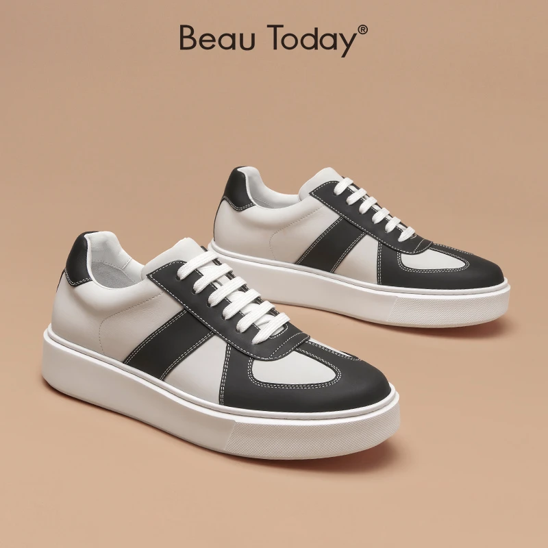 BeauTodayBT德训鞋休闲皮鞋男士厚底增高真皮透气复古拼色板鞋潮