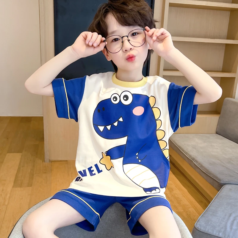 儿童睡衣男童短袖棉质薄款套装夏季中大童小孩宝宝卡通家居服夏天