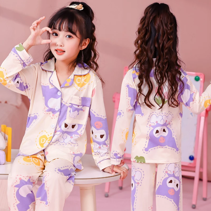 儿童睡衣2025新款春秋季女童家居服中大童长袖薄款小女孩套装夏天