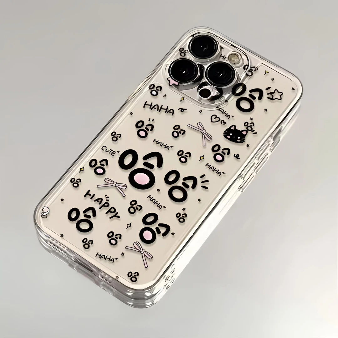 黑猫哈哈哈适用苹果iPhone15/14promax卡通手机壳13软12太空透明