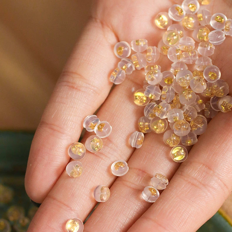 铜合金耳饰 硅胶耳堵防滑防掉扣925银耳钉后塞固定耳塞DIY耳饰女