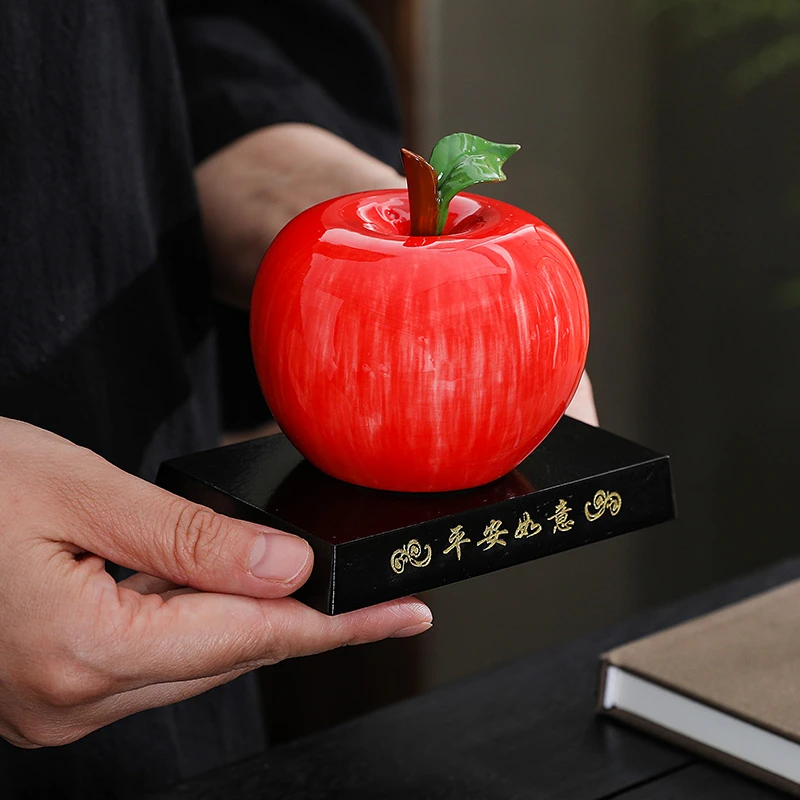 陶瓷茶宠苹果精品摆件平安如意创意客厅办公室玄关电视柜桌面装饰
