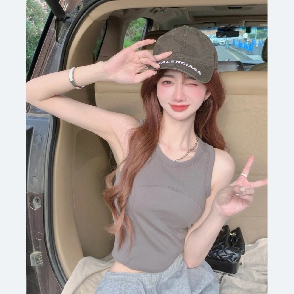 辣妹工字背少女街头美式复古背心设计感上衣短款外穿吊带内搭