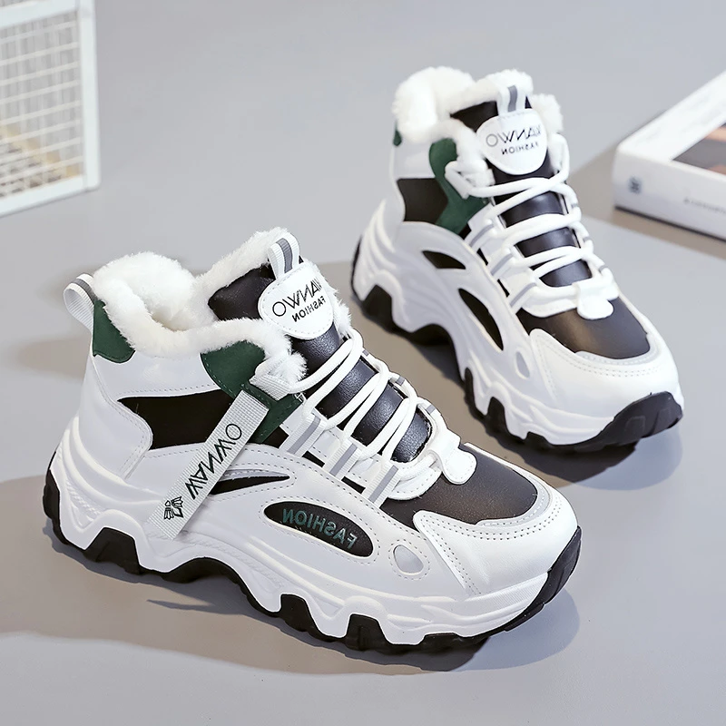 Q7815 加绒老爹鞋女冬季保暖爆款棉鞋厚底超火运动鞋